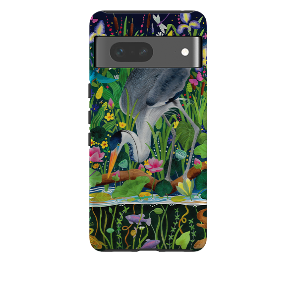 Google Tough Case -  Heron Fishing By Bex Parkin